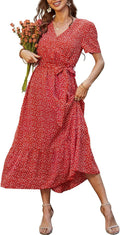 PRETTYGARDEN Floral Boho Maxi Dress Wrap V Neck - Flowy Summer Pick