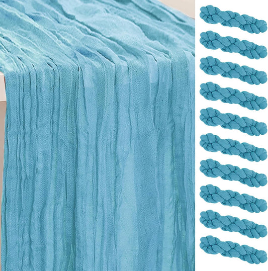 10 Pack Baby Blue Cheesecloth Table Runner for Elegant Events