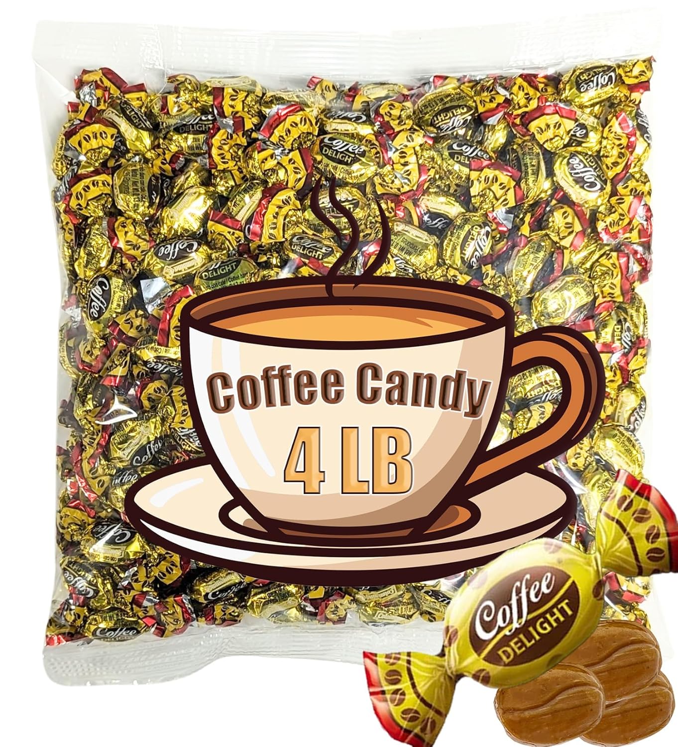 Coffee Candy Bulk - 4 LB Delightful Hard Candy for Coffee Lovers
