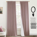 Blackout Curtains for Bedroom 2 Panel Set - Dusty Rose Linen Look