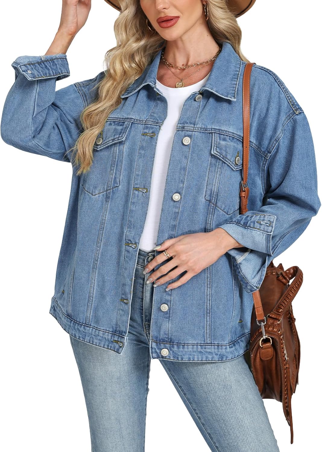 Oversized Denim Jacket for Women - Trendy Boyfriend Shacket