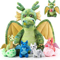 7 Pcs Dragon Plush Toys Gift Set - Large Mommy Dragon with 4 Babies