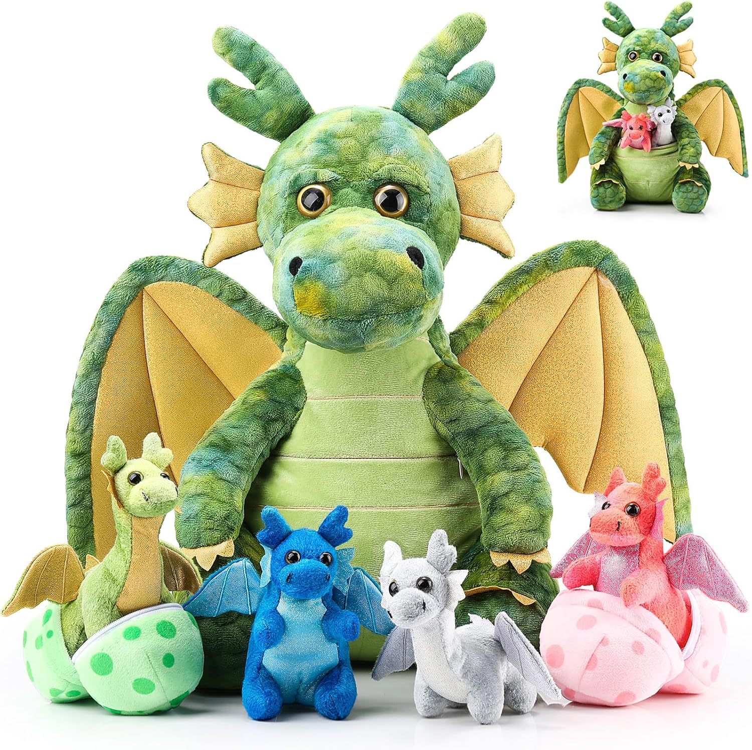7 Pcs Dragon Plush Toys Gift Set for Kids Birthday Fun