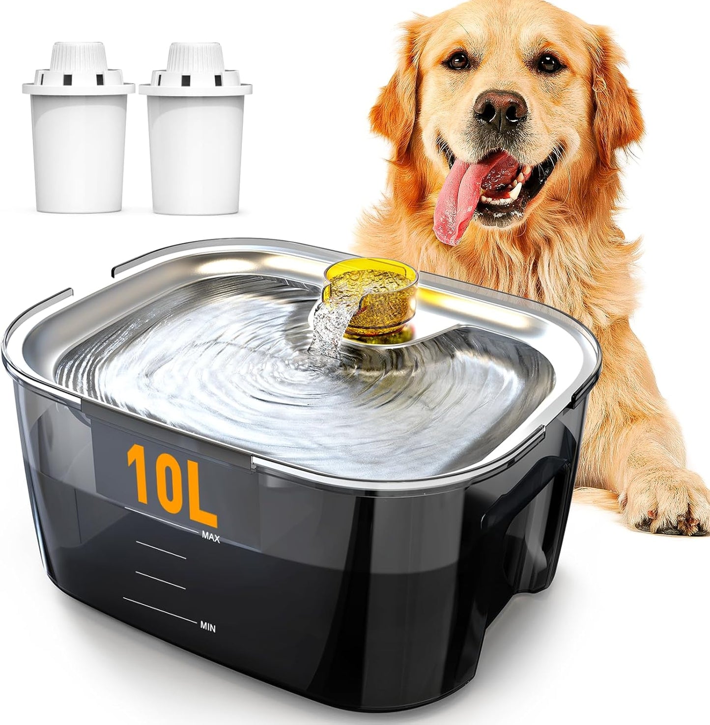 lesotc Dog Water Fountain with 2.6 Gallon Capacity for Pets