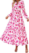 PRETTYGARDEN Women's Boho Maxi Dress Floral Long Sleeve - Elegant Fall
