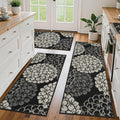 Vaukki Floral Kitchen Rug Sets of 3 - Non Slip Washable Mats