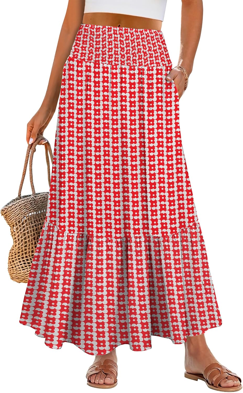 ANRABESS Maxi Skirts for Women - Boho Long Floral Skirt