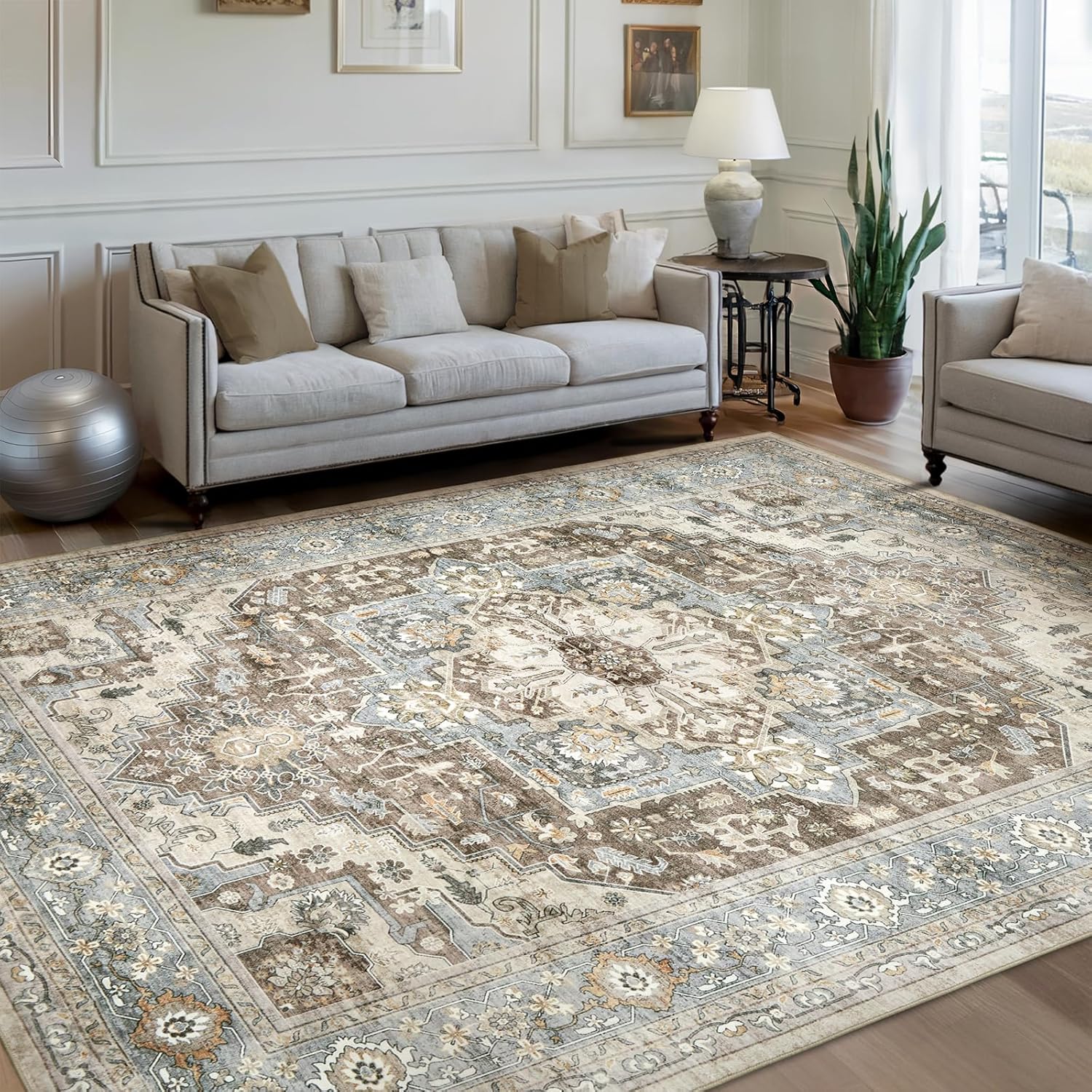 Vintage Oriental Area Rugs for Living Room 9x12 - Soft & Washable
