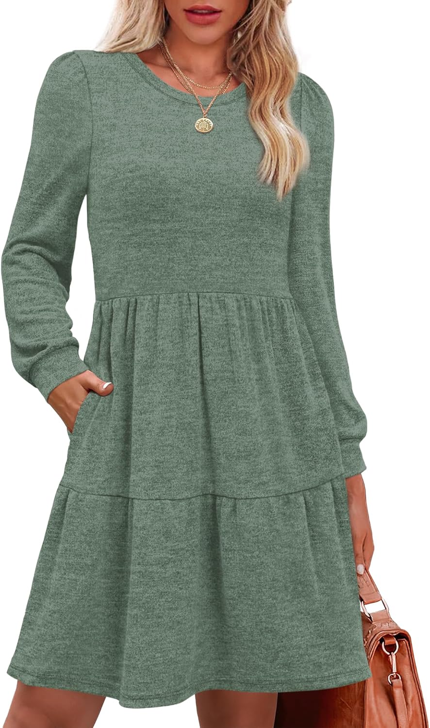 OFEEFAN Womens Long Sleeve Fall Dresses with Pockets for 2025