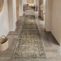 Brown Runner Rug 2x10 Vintage Area Carpet - Low Pile Hallway Runner