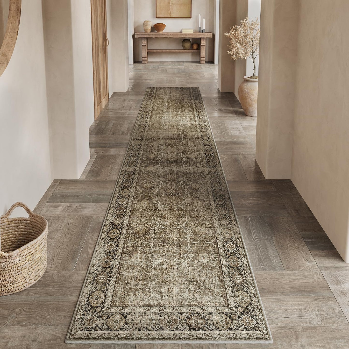 Brown Runner Rug 2x10 Vintage Area Carpet for Indoor Spaces