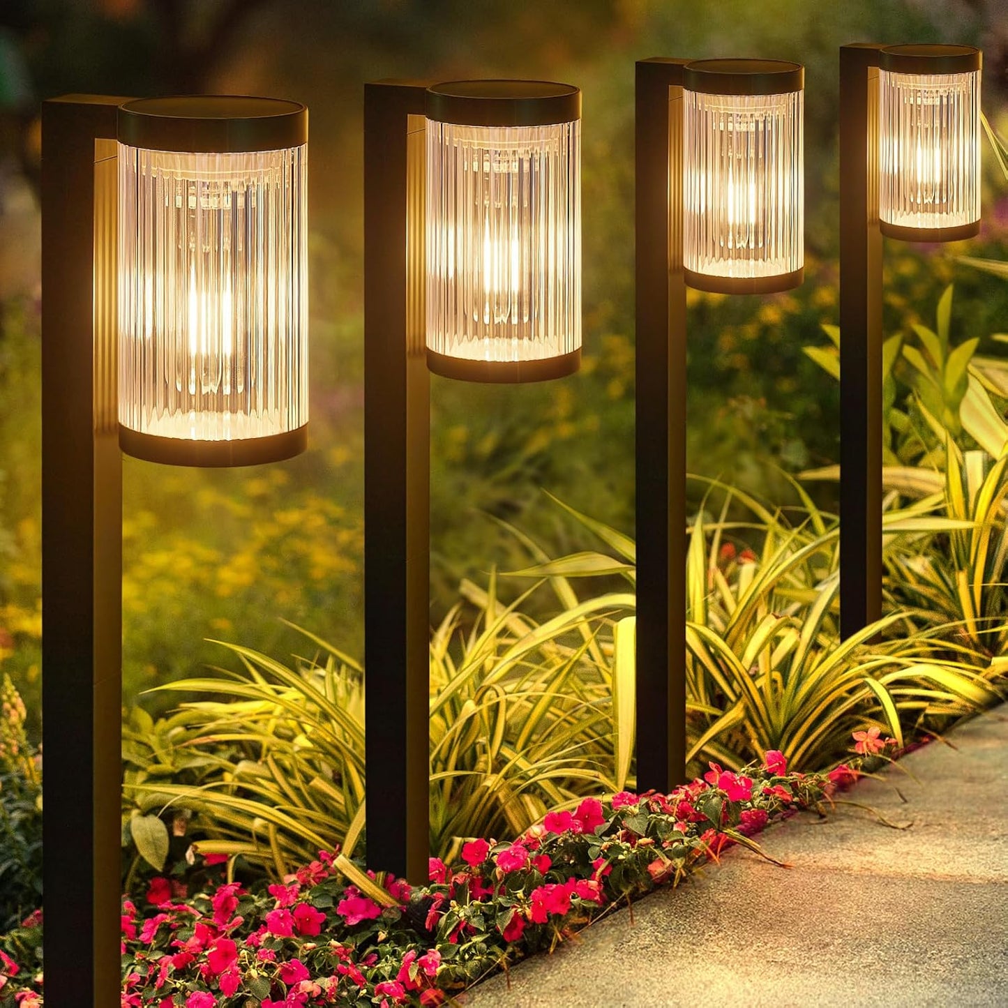 Solar Pathway Lights Outdoor - Bright, Long Lasting & Waterproof