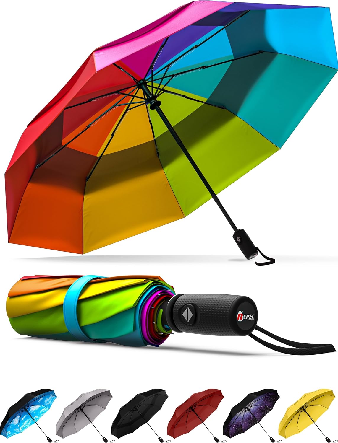 REPEL Windproof Travel Umbrella - Compact & Durable for All Weather