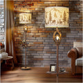 Vintage Deer Antlers Floor Lamp with Tray and Night Light - Rustic