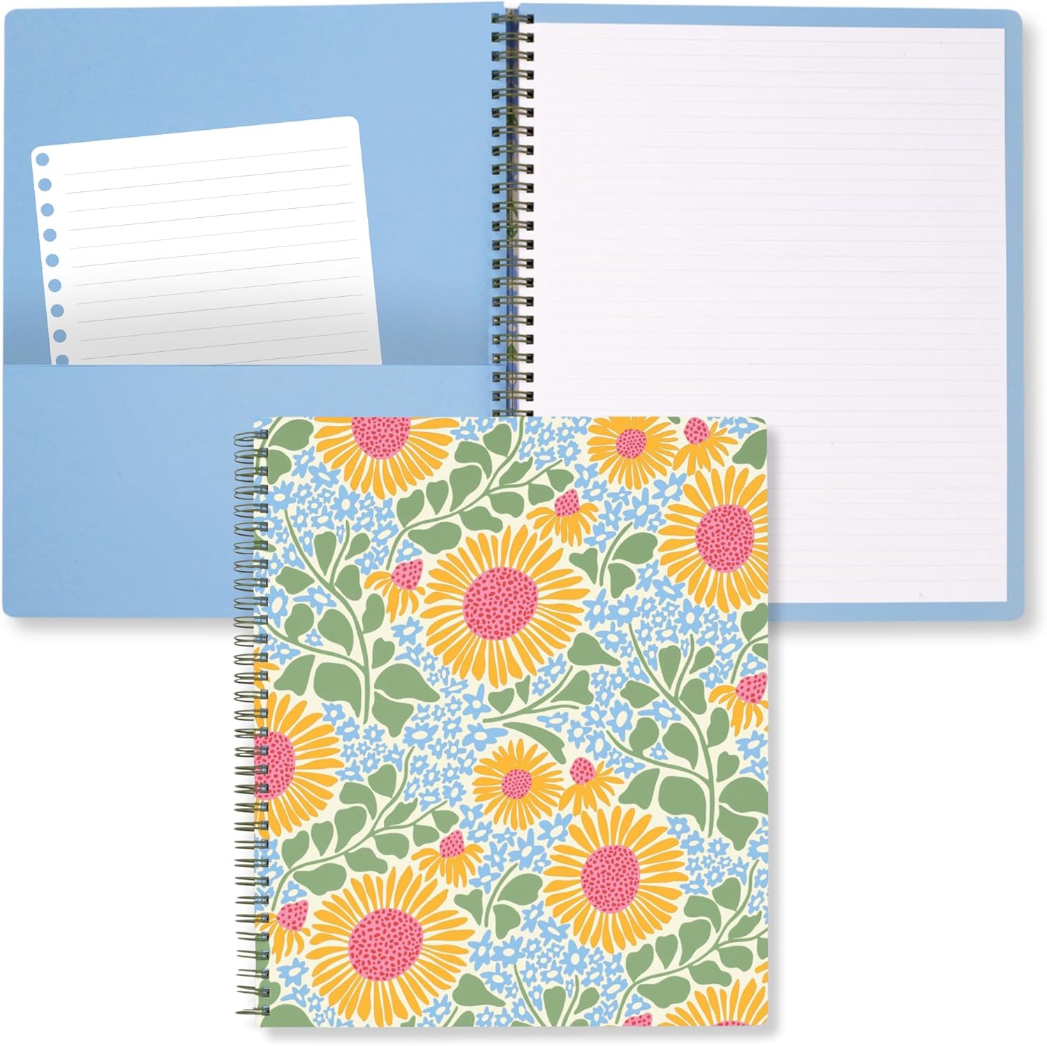 Sunflower Spiral Notebook - Durable Hardcover, 160 Lined Pages