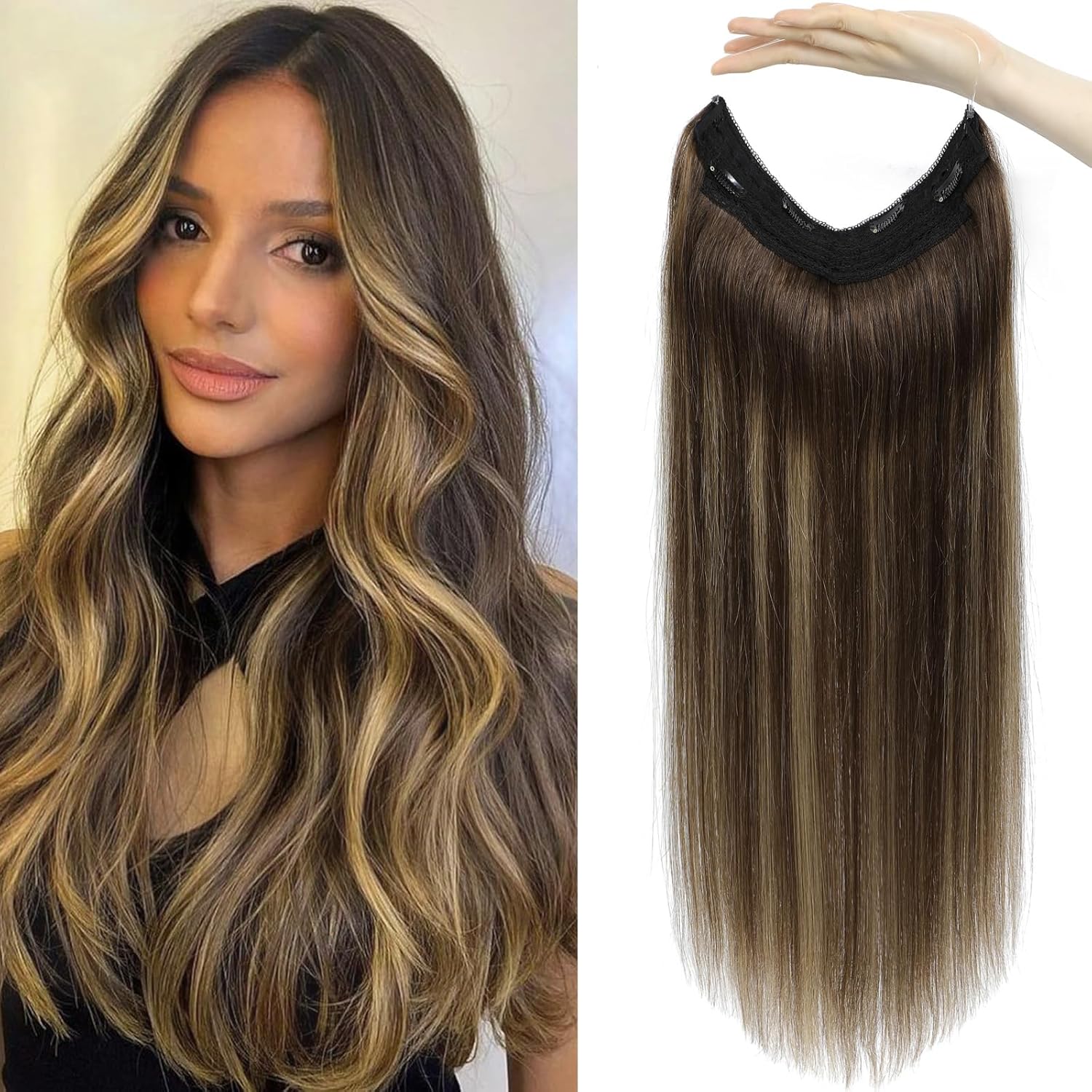 Wire Hair Extensions Halo Real Human Hair Extensions for Women