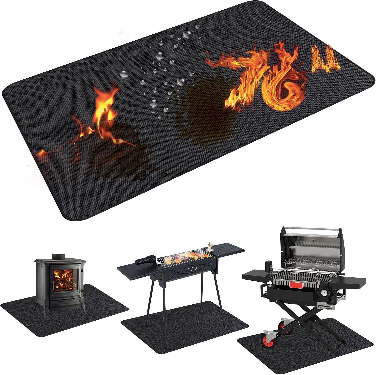 76X48in Grill Mats for Outdoor Grill and Patio Protection