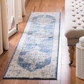 Brentwood 2 ft x 22 ft Ivory Navy Runner Rug - Distressed Medallion