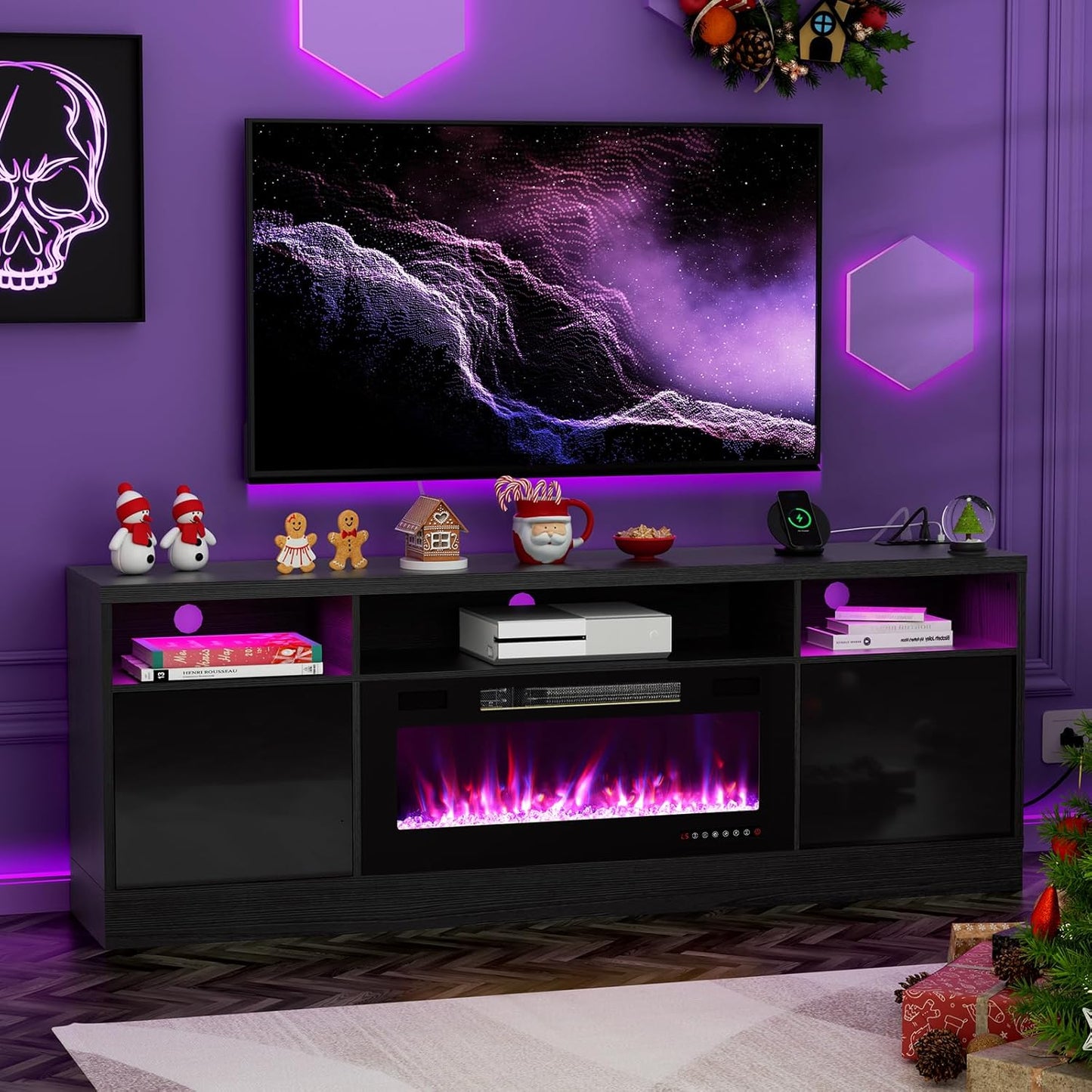 BREEZEHEAT 70 Fireplace TV Stand - Modern Storage Solution