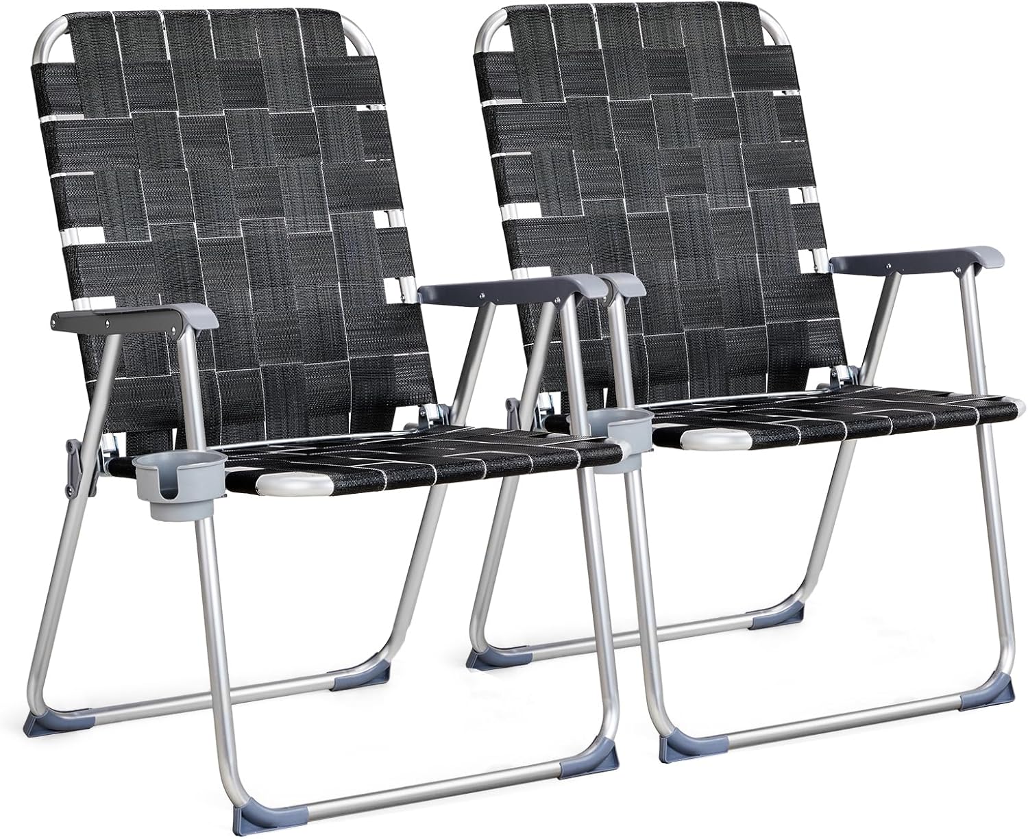VINGLI Aluminum Oversize Folding Lawn Chairs Set for Outdoor Use