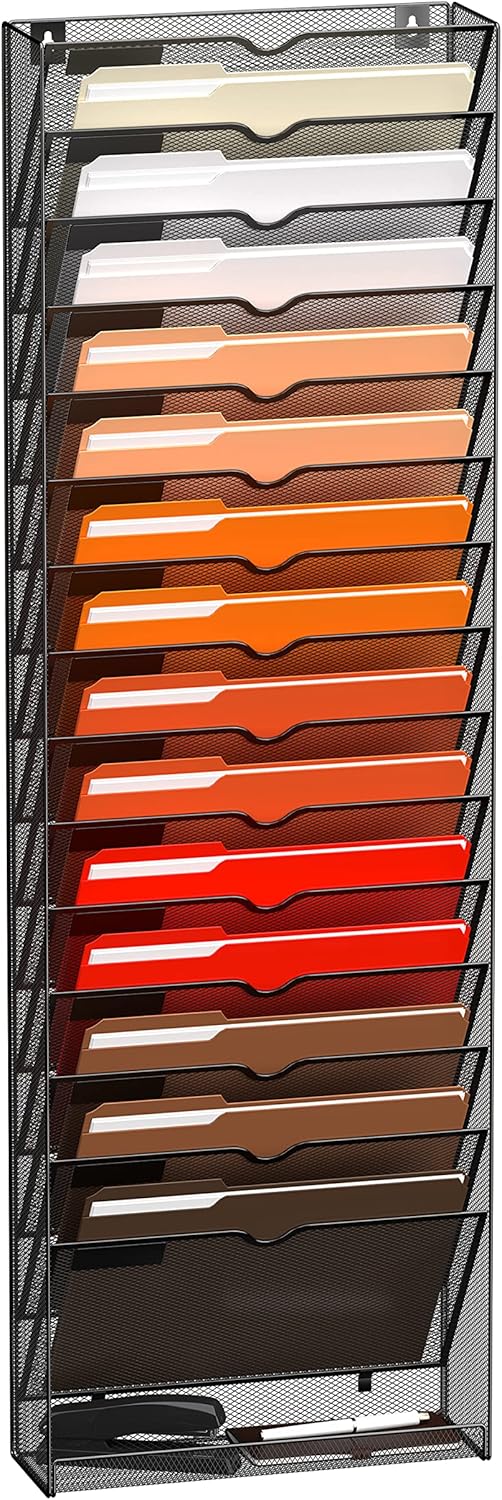 SUPEASY 16-Tier Wall File Holder Organizer for Home & Office