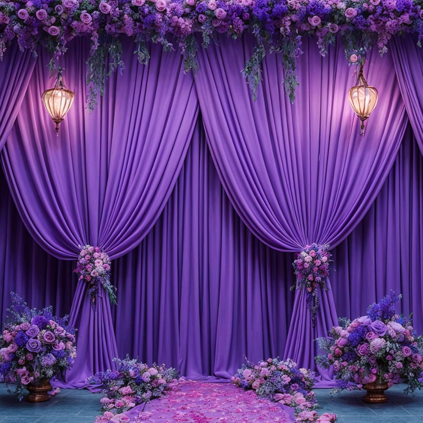 20ft x 10ft Wrinkle Free Purple Wedding Backdrop Curtains for Events