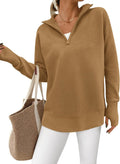 PRETTYGARDEN Womens Quarter Zip Ribbed Knit Pullover - Cozy Layering