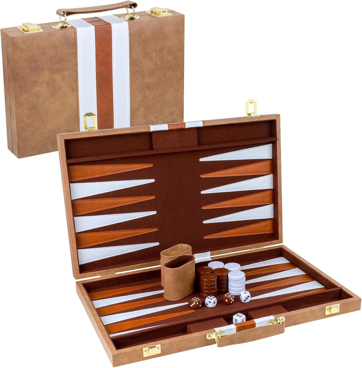 Classic Backgammon Set for 2 Players with PU Leather Case