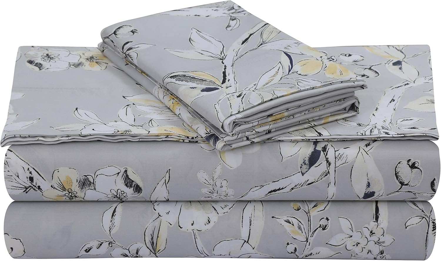 Luxurious 300 Thread Count Twin Bed Sheet Set with Floral Print