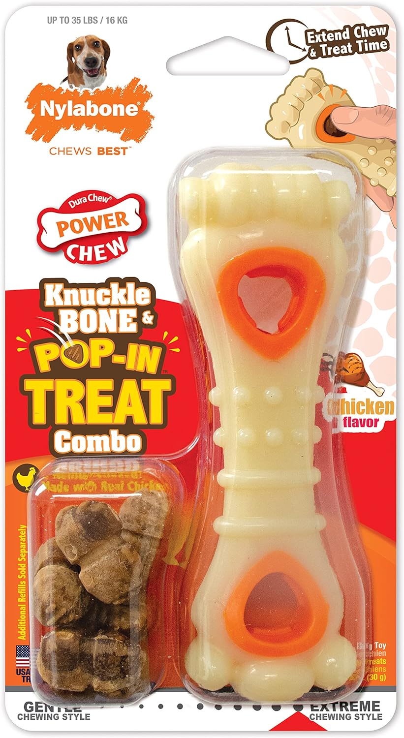 Nylabone Combo Power Chew Toy: Chicken Flavored, Medium Size 