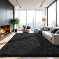 Black Fluffy 8x10 Area Rug for Living Room and Kids Room