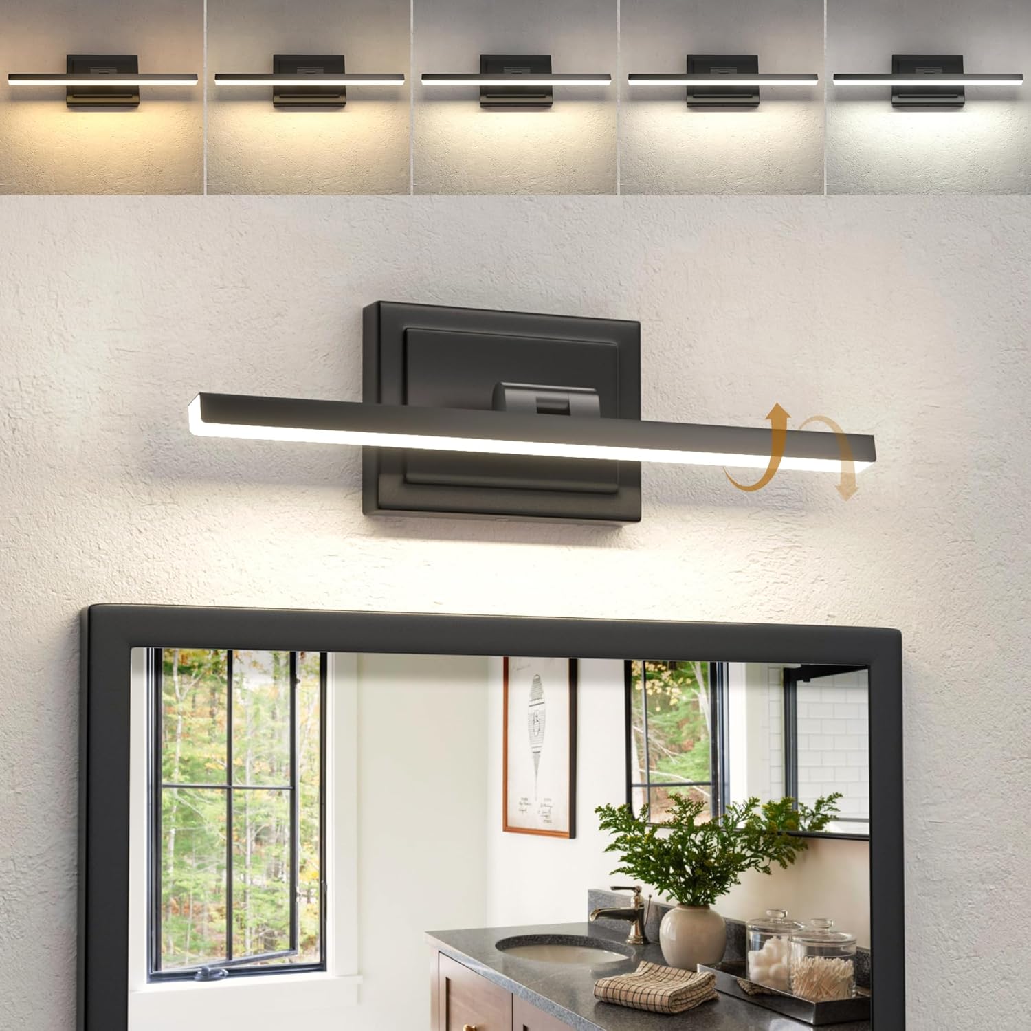 NIORSUN 15.7 Inch Modern Bathroom Light Fixture with Dimming