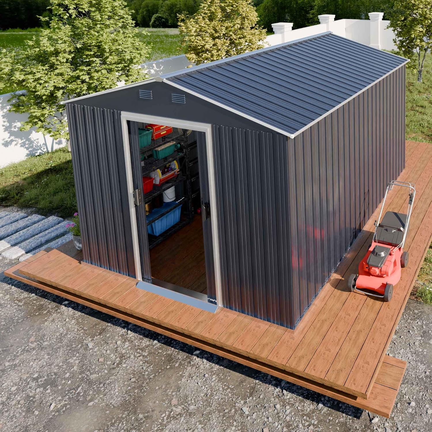 Metal Shed 8x10x6 FT - Durable Steel Tool Storage Solution