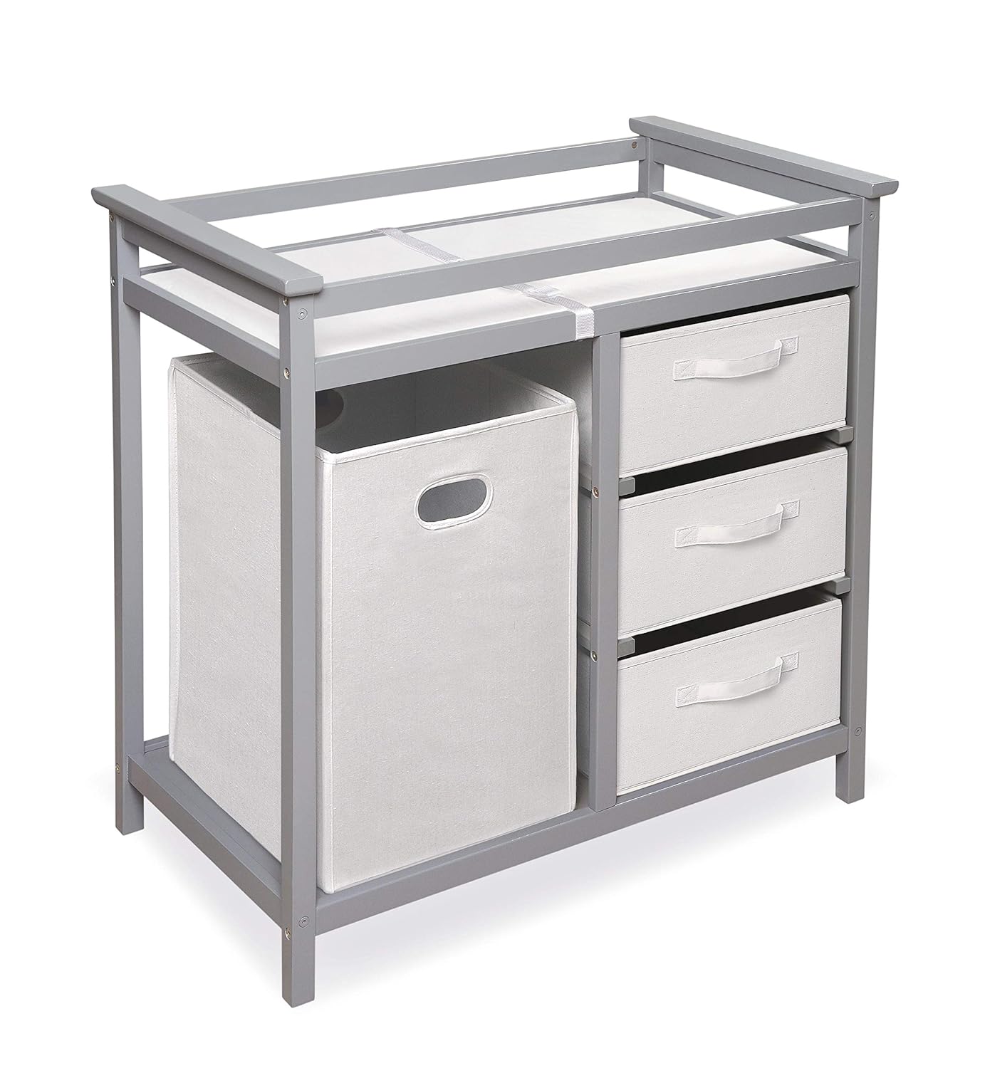 Modern Baby Changing Table with Laundry Hamper - Gray/White