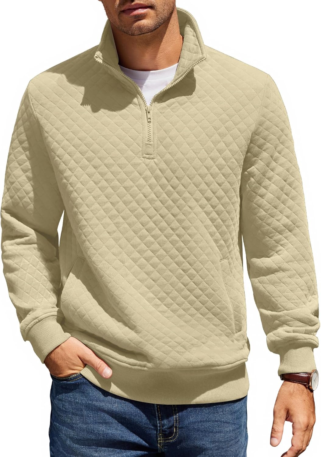 COOFANDY Mens Quarter Zip Pullover for Cozy Winter Style
