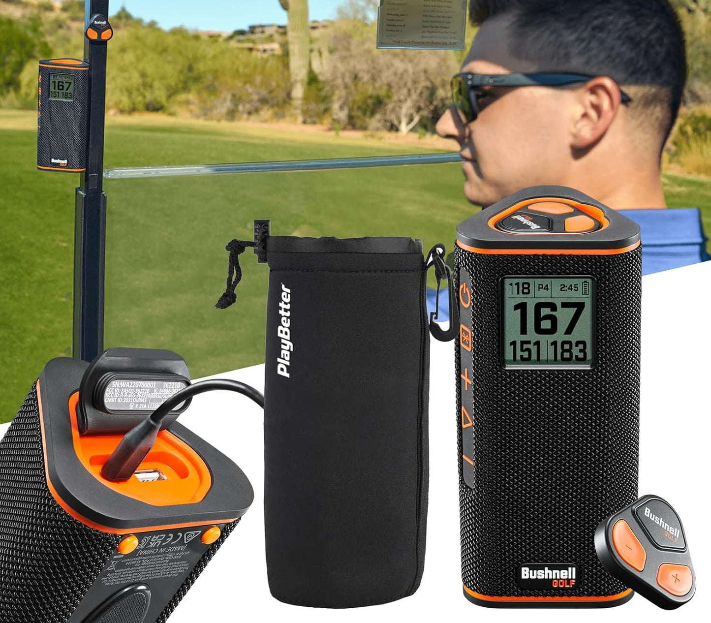 Bushnell Wingman Golf Speaker Bundle - Audible GPS & Music, Easy LCD, PlayBetter
