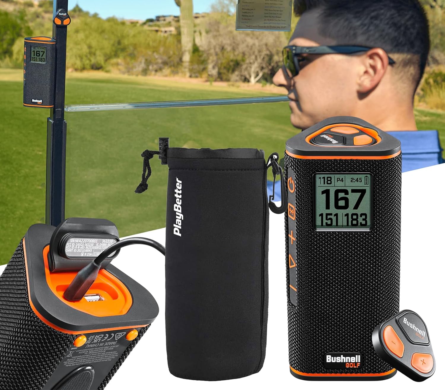 Bushnell Wingman Golf Speaker Bundle - Audible GPS & Music, Easy LCD, PlayBetter