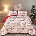 Christmas Quilt Set King 104x90 - Festive Microfiber Coverlet