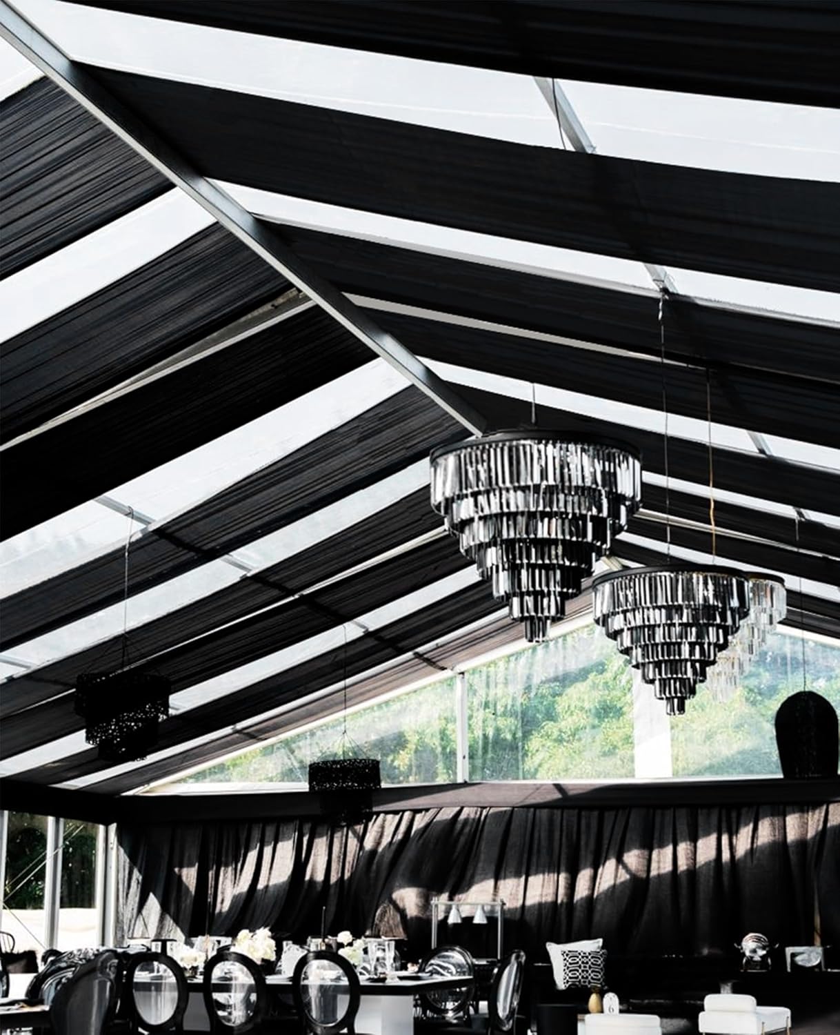 6 Panels Black Ceiling Drapes for Wedding and Party Decorations