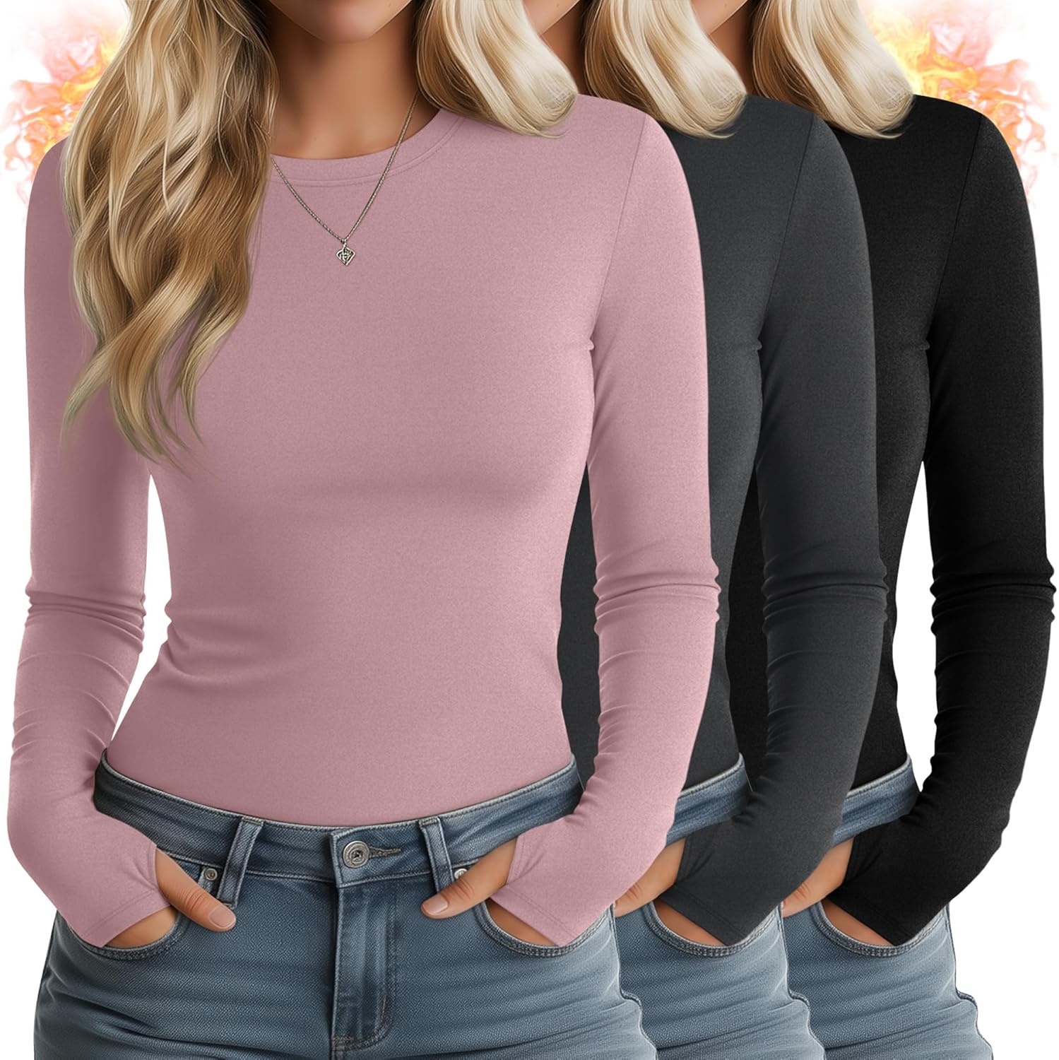 Huukeay Women's Thermal Shirts with Thumb Holes for Comfort