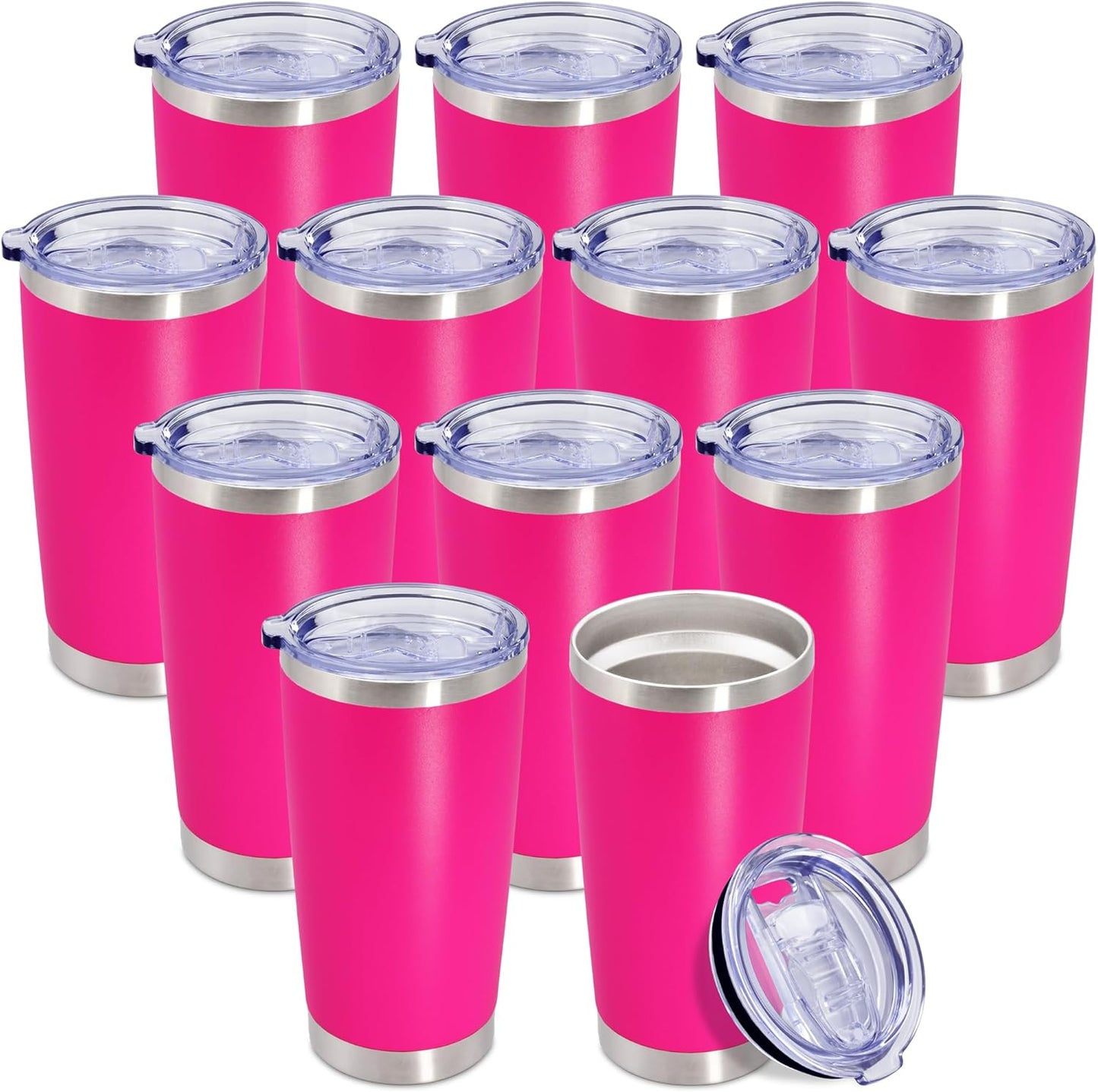 20 oz Tumbler Coffee Travel Tumblers Bulk with Lid - Hot Pink