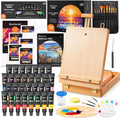 Acrylic Painting Set 59 Pack with Wood Tabletop Easel - Complete Kit