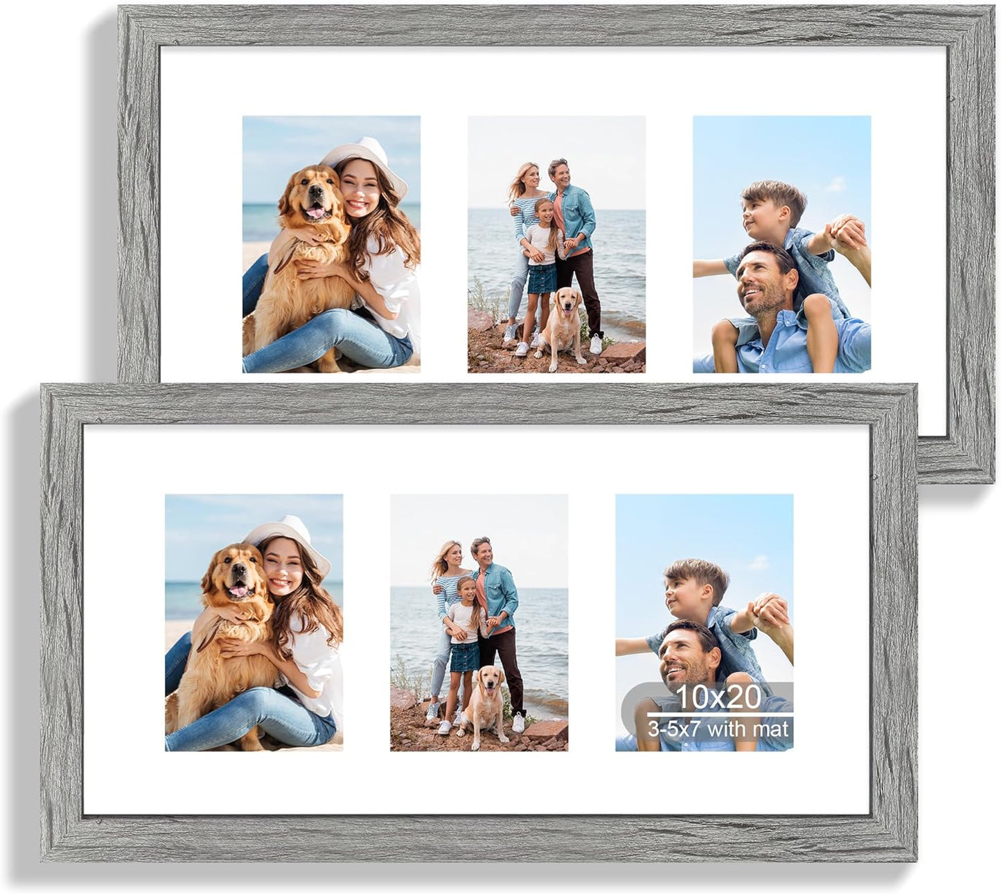 10x20 Picture Frame Set of 2, Rustic Grey Wood Frames for Photos