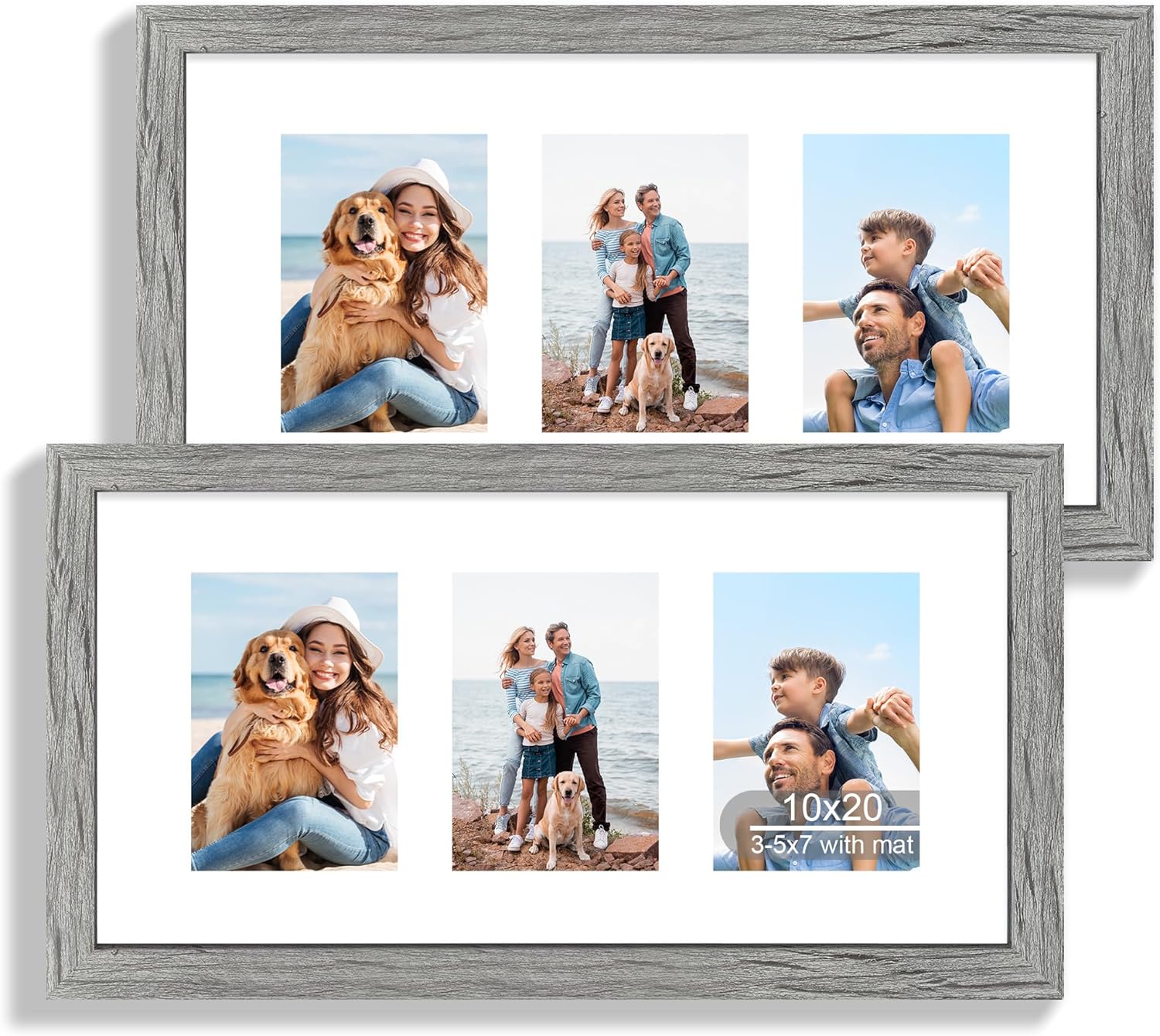 10x20 Picture Frame Set of 2, Rustic Grey Wood Frames for Photos