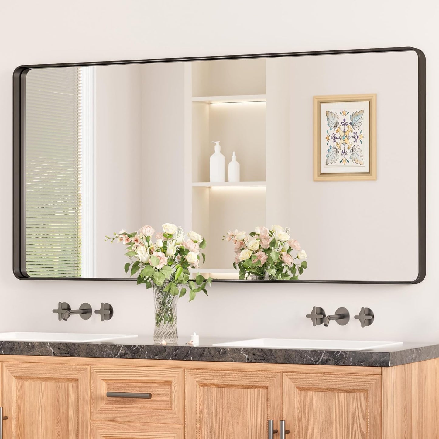 Keonjinn Black Bathroom Mirror for Over Sink, 48 x 24 Inch
