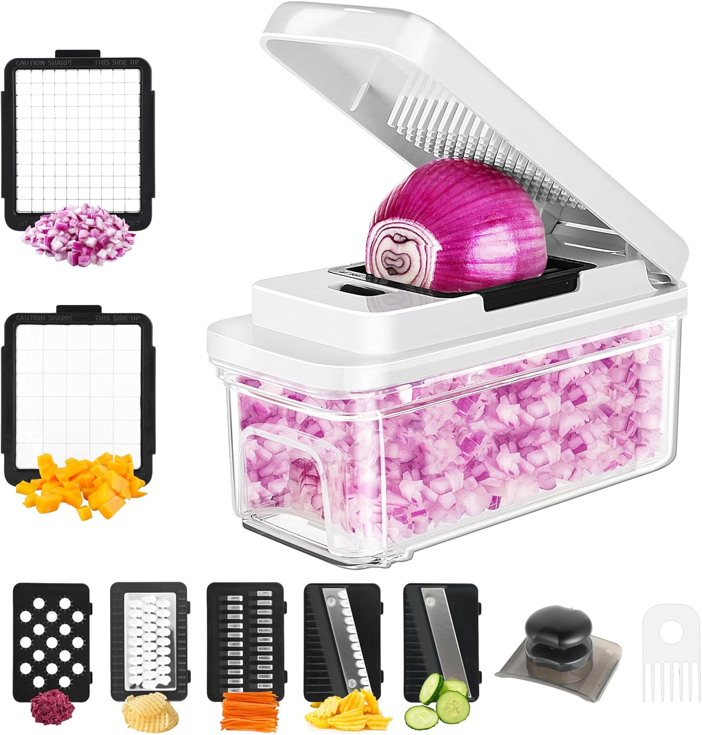 Professional Vegetable Chopper with 7 Blades for Quick Prep