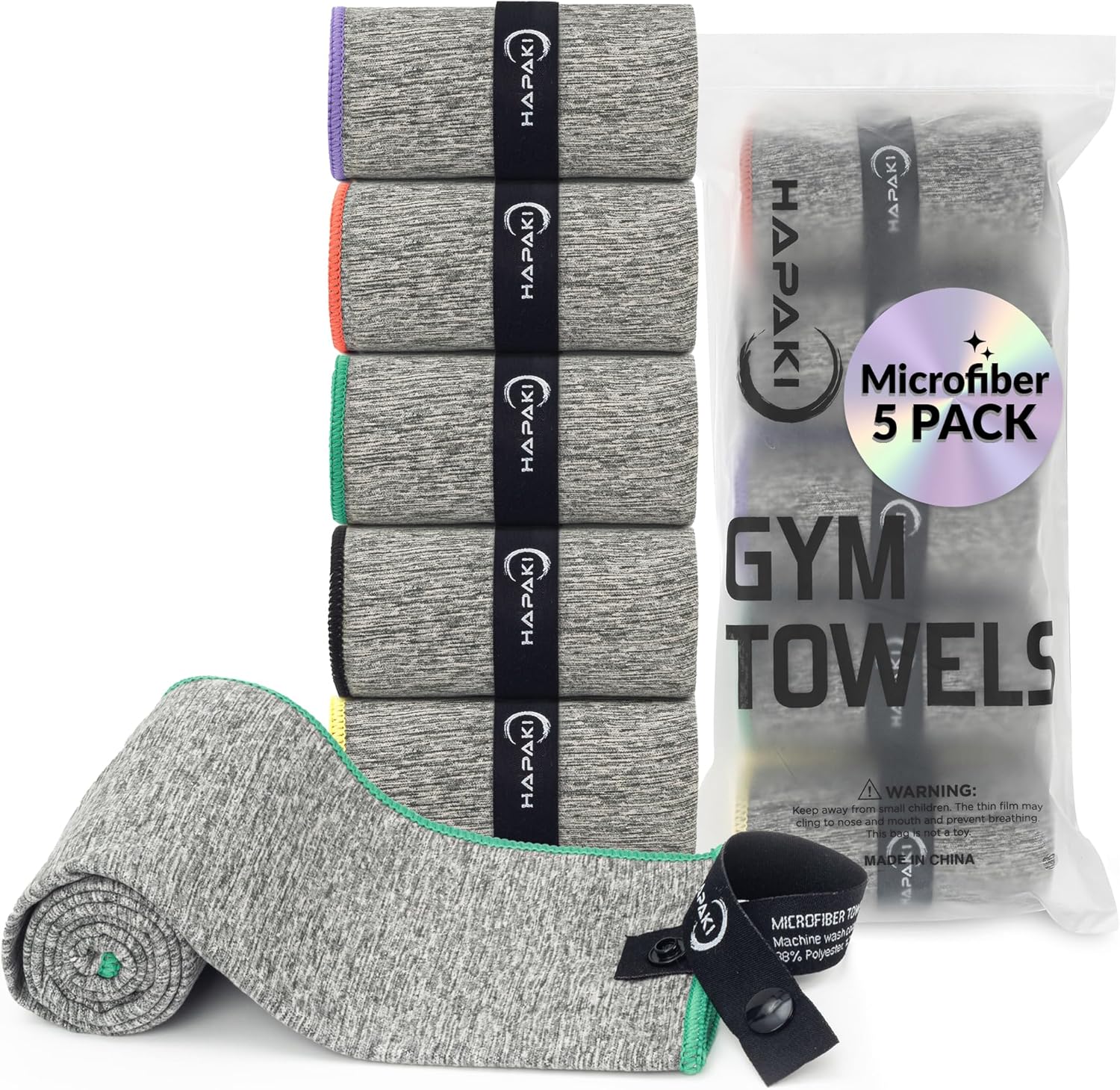 Hapaki Microfiber Workout Towels - Skin-Friendly & Odor-Free, Perfect for Gym, Yoga & More!