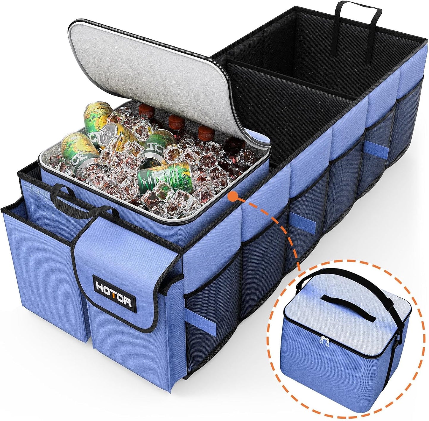 HOTOR Trunk Organizer with Cooler for Car & SUV, 3 Compartments