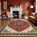 6x9 Orange Red Area Rug for Living Room - Machine Washable Vintage