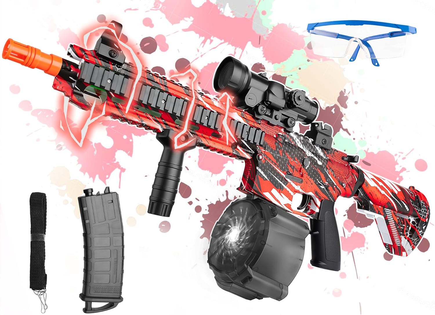 Gel Splat Toy Automatic Blaster with Goggles for Ultimate Fun